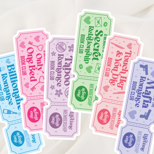 Book trope ticket bookmarks